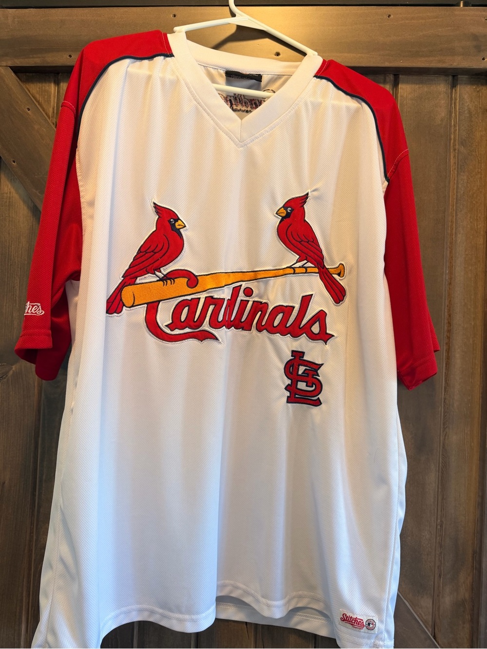 Stitches St. Louis Cardinals White and Red Embroidered Sports Jersey